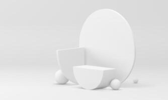 White 3d podium geometric base foundation semicircle shape minimal award arena realistic vector