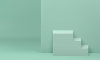 3d stairs green pedestal geometric basic foundation progress achievement platform realistic vector
