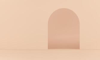 Beige 3d archway empty studio background minimal apartment entrance exit curved gate vector