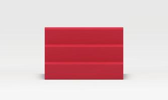 Red steps 3d staircase pedestal basic foundation minimal stage display realistic illustration vector