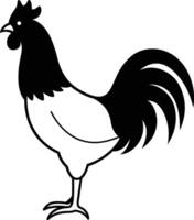 Rooster and hen silhouette, images isolated on white background vector