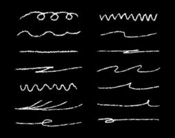 Hand drawn pencil lines. charcoal smears. Underline pen set. Doodle style sketch lines. Horizontal wavy strokes with rough edges. vector