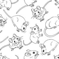 Seamless pattern with mouse. Hand drawn illustration. vector
