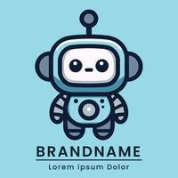 Cute robot logo with a playful and friendly design perfect for tech startups or robotics companies aiming for a youthful audience vector