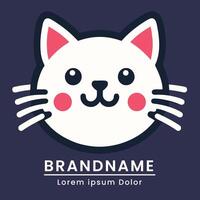 Minimalistic and cute cat logo with a happy expression ideal for modern and sleek brand identities vector