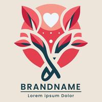 Modern floral heart logo with a unique leaf pattern design vector