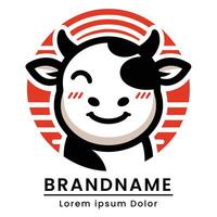 Creative cow mascot logo with a friendly and playful design vector