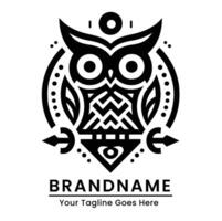 Modern owl logo with geometric patterns and intricate detailing perfect for branding vector