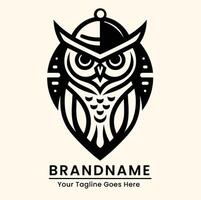 samurai owl logo with geometric shapes and intricate design ideal for professional branding vector
