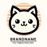 Cute and simple cat logo with a cheerful expression set against a warm gradient background vector