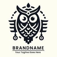 prenium owl logo with geometric shapes and intricate design ideal for professional branding vector
