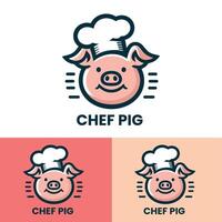Cute chef pig logo with a chef hat ideal for culinary branding and restaurant logos vector