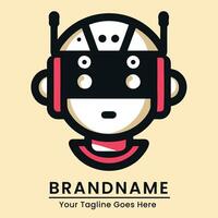 Futuristic logo with robotic elements including antennas and a visor vector