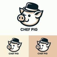 Cute chef pig logo featuring a pig with a hat ideal for culinary and branding purposes vector