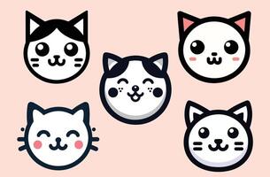 Set of playful and cute cat logos with various expressions perfect for children's products or pet related businesses vector