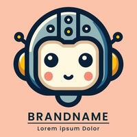 Playful and friendly robot logo with a cute and approachable design great for tech startups or educational products vector