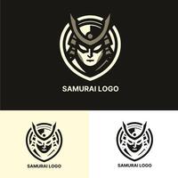 strong samurai head logo with a sleek design blending traditional and modern aesthetics for innovative branding vector