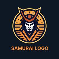 Bold samurai logo with an intense orange color scheme ideal for impactful and aggressive branding vector