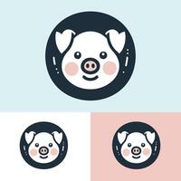 Adorable pig face logo in a circular design ideal for kid-friendly branding and mascots vector