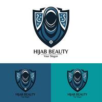 The Hijab Beauty logo with a shield and artistic details creates an artistic and unique impression suitable for brands that prioritize creativity and elegance vector