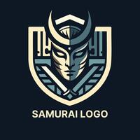 Intricate samurai logo with a blend of traditional and modern elements suitable for diverse branding needs vector