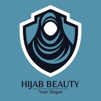 Hijab Beauty logo with a blue shield and simple design reflects simplicity and elegance suitable for brands that prioritize simplicity vector