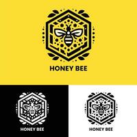 Elegant honey bee logo with hexagon pattern ideal for clean and eco-friendly branding vector