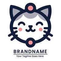 Happy and vibrant cat logo with a friendly face and minimalist elements suitable for various modern brands vector