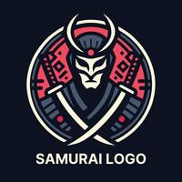 Samurai logo with crossed swords and intricate design ideal for strong branding and identity vector
