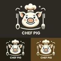 Logo Chef Pig with a circular design and cheerful colors reflecting joy and professionalism ideal for culinary businesses and restaurants vector