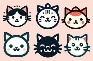 Collection of diverse cat faces each with a unique and playful expression perfect for brands targeting pet lovers or children vector