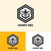 Stylish honey bee logo with a hexagon pattern perfect for modern branding and identity vector