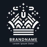 Modern crown logo with intricate geometric patterns vector
