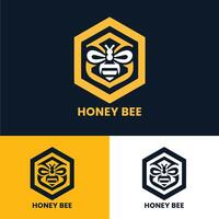 Bold and stylish honey bee logo with hexagon motif perfect for dynamic branding vector