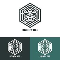 Contemporary honey bee logo with a hexagonal pattern ideal for modern and creative branding vector