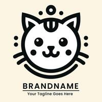 Simple and modern cat logo with a charming and friendly design vector