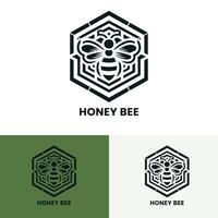 Abstract honey bee logo with a hexagonal pattern ideal for tech savvy and innovative branding vector