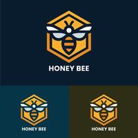 Minimalist honey bee logo with a hexagonal shape ideal for clean and modern branding vector