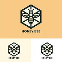 Creative honey bee logo with hexagonal elements ideal for dynamic and modern branding vector