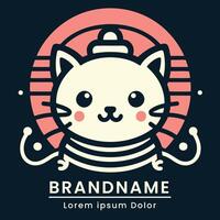 Adorable and welcoming cat logo with a warm color palette and inviting expression vector