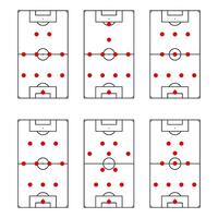 Attack tactics football, player position build up, set of scheme. of tactic attack goal, team coach illustration, strategy and plan for win, scheme instruction competition vector