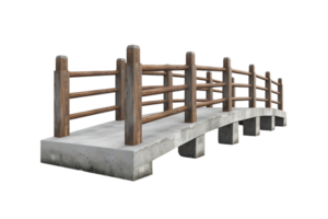 Contemporary concrete bridge with wood fence isolated on transparent background png