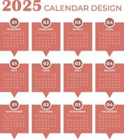 2025 calendar design template - Calendar 2025 - Calendar Design - 2025 vector