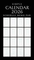 Simple Calendar 2026 Schedule Memo Pad, Portrait Design vector