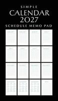 Simple Calendar 2027 Schedule Memo Pad, Portrait Design vector