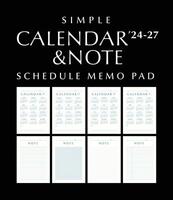 Simple Calendar 2024-27 and Note Pad, Portrait Design vector