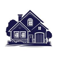 a house with a fence and trees in the background vector
