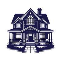 a house with a fence and trees in the background vector