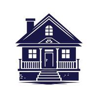 a house with a fence and trees in the background vector