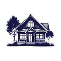 a house with a fence and trees in the background vector